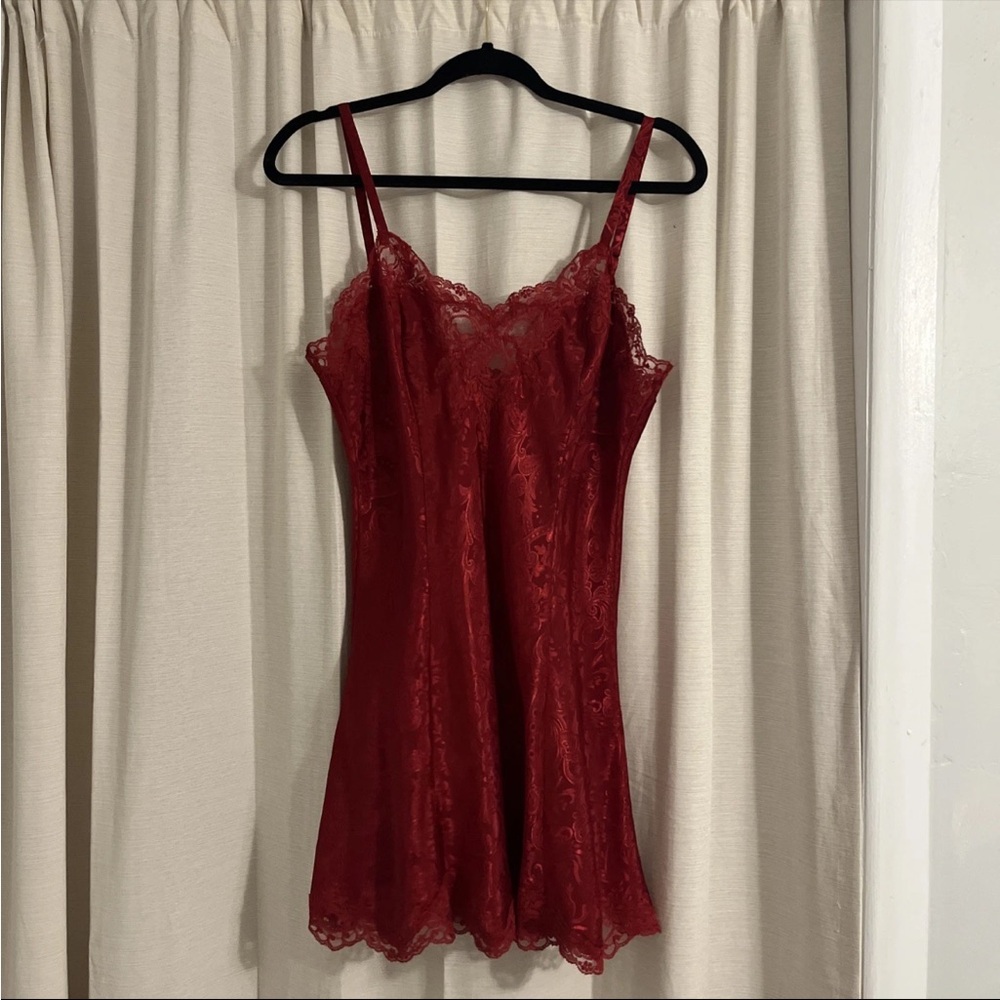 Victoria's Secret Gold Label Red Lace Slip with Matching Robe